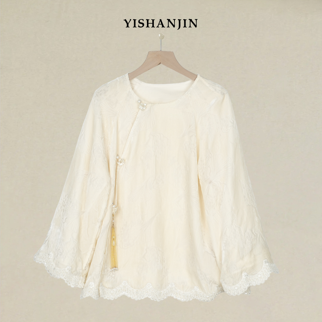 依山锦国风真丝丝绒长袖上衣秋冬100桑蚕丝打底衫女新中式高端