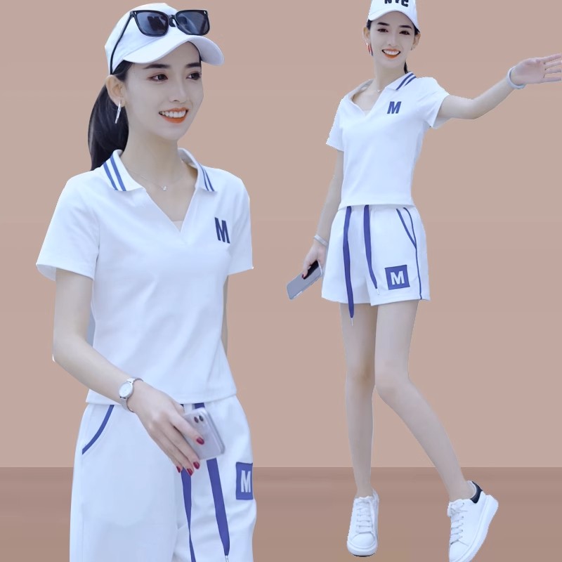 休闲运动服套装女士2026夏季新款洋气减龄时尚短袖t恤短裤两件套