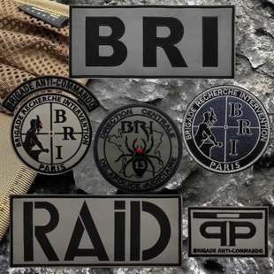 法国BRI巴黎侦查行动队徽章 RAID黑豹突击队臂章刺绣魔术贴章包贴