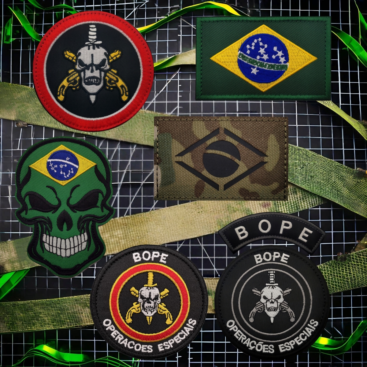 巴西BOPE特种行动队臂章 IR反光旗帜徽章 战术包贴刺绣魔术贴布贴