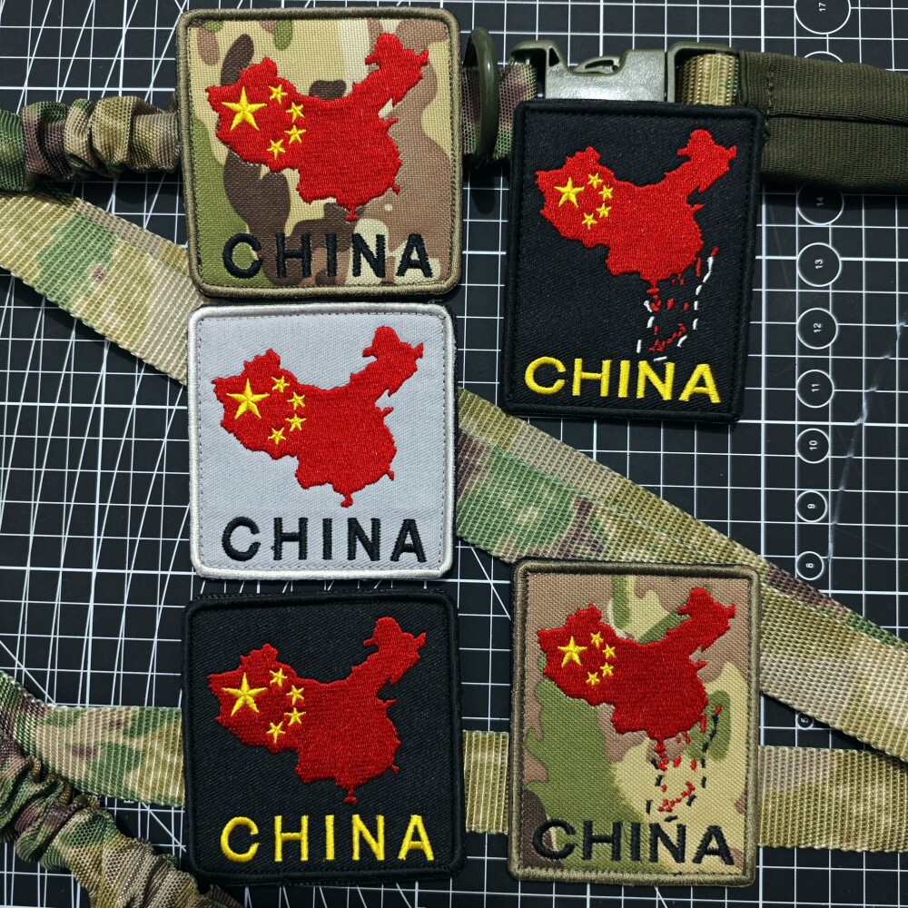 CHINA中国地图士气章臂章 战术背包贴徽章户外迷彩冲锋衣配饰布贴