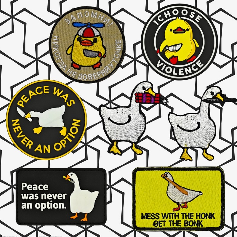 暴力鸭大白鹅魔术贴徽章创意刺绣布贴战术背包装饰军迷背心士气章