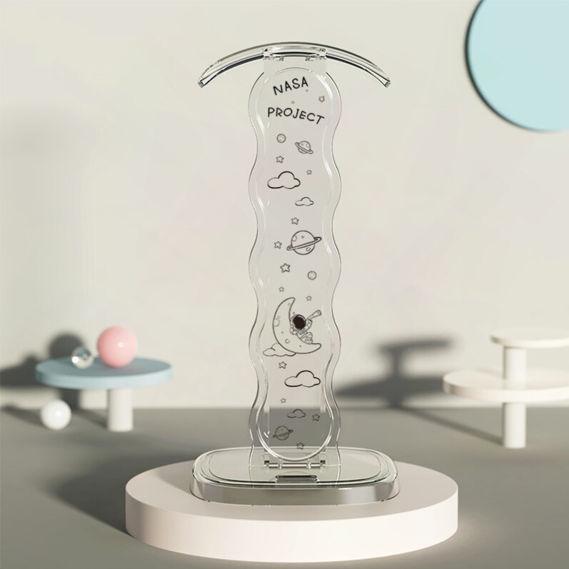 适用头戴式耳机支架个性创意文字耳机架简约透明电竞网咖耳麦架图片