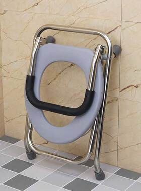 老年人折叠坐便椅孕妇坐便器便携式移动马桶简易不锈钢厕所凳家用