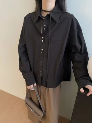 Eter 24韩秋季新款设计感高级日系减龄宽松百搭显瘦上衣长袖衬衫