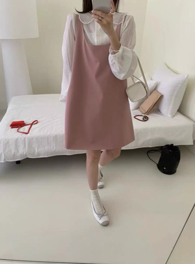 Eter 24韩法式U型领背心连衣裙女无袖外搭显瘦遮胯中裙高级感裙子