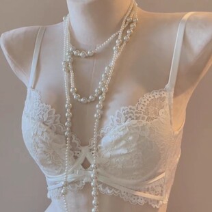 法式白色蕾丝文胸女薄款大胸显小上托防下垂性感超薄透气内衣套装