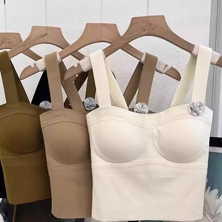 德绒保暖无痕宽肩带抹胸修身