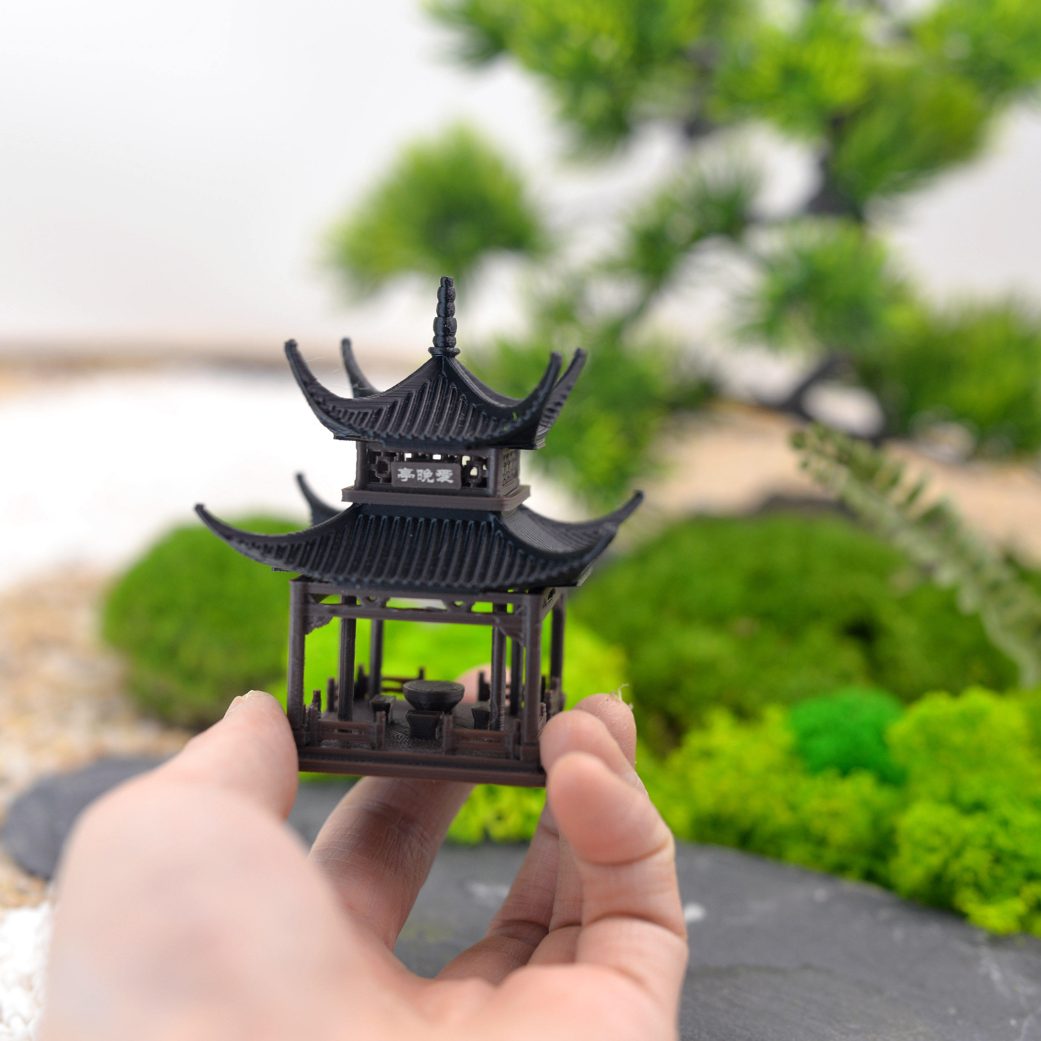 亭子凉亭小摆件中式古建筑新款微景观假山盆景爱晚亭国风建筑模型