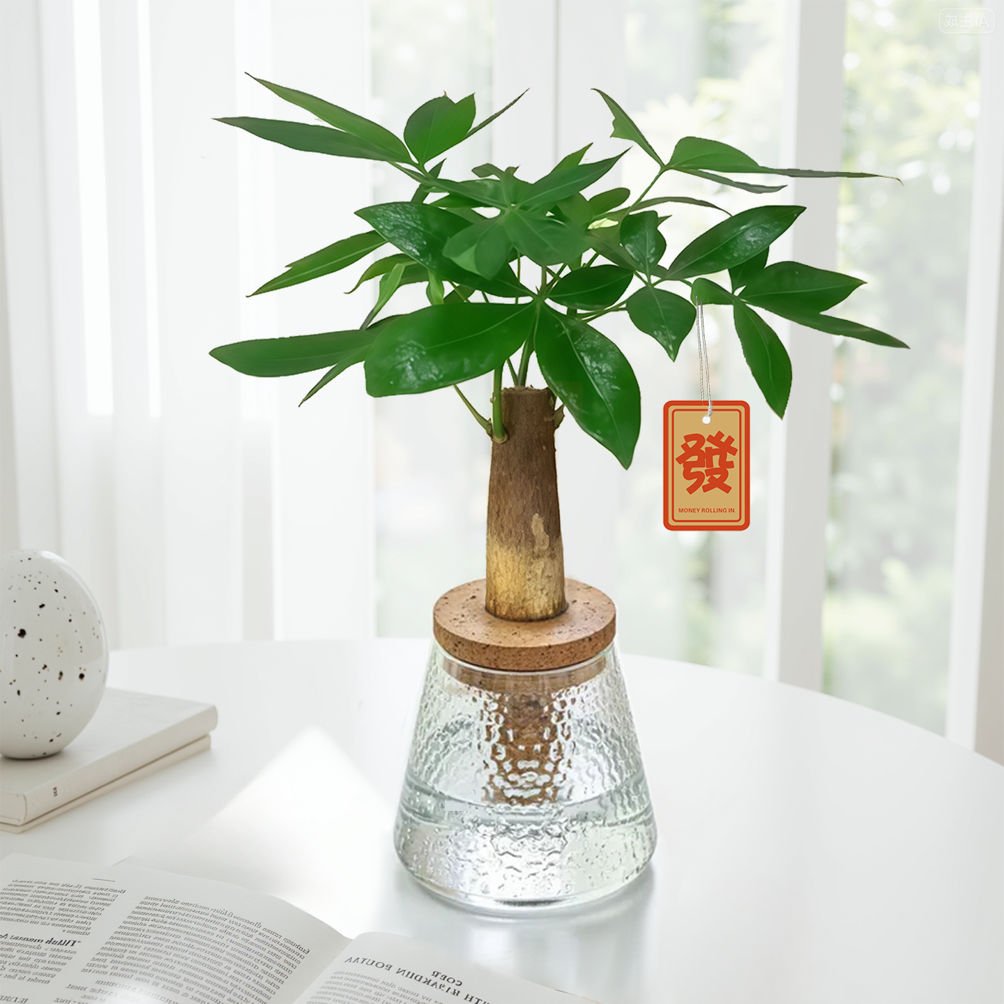 水培植物发财树办公室内招财绿植