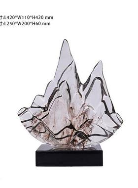 晶悦现代轻奢酒店玄关雕塑透明树脂假山高级感摆件抽象工艺品定制