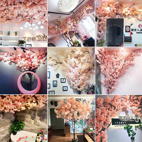 仿真樱花花枝室内墙面吊顶装饰假仿真绿植