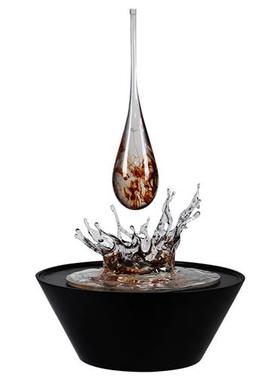 酒店大堂售楼处玻璃钢水滴雕塑不锈钢大型落地摆件金属水纹装饰品