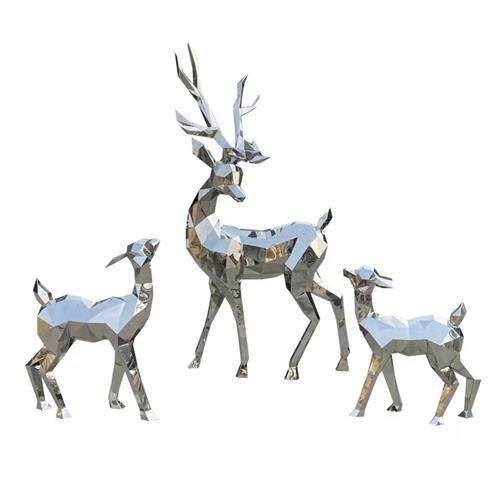 不锈钢雕塑定制镜面鹿月亮金属景观小品地球仪鲸鱼海豚广场校园