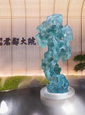 酒店别墅庭院客厅玄关大型落地摆件透明树脂太湖石软装置饰品雕塑