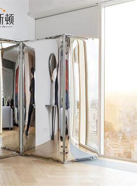 定制轻奢不锈钢雕塑落地镜面屏风装饰品客餐厅办公室酒店别墅摆件