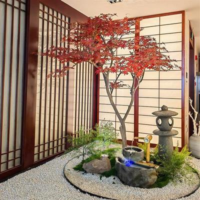 仿真绿枫树造景日式餐厅茶馆室内软装造景展厅客厅绿色装饰假枫树