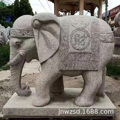 工厂大门白象石雕制作厂区门口摆放白石大象图片石象雕塑报价