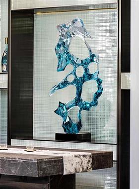 新中式玄关摆件太湖石透明树脂雕塑样板房别墅酒店软装艺术装饰品