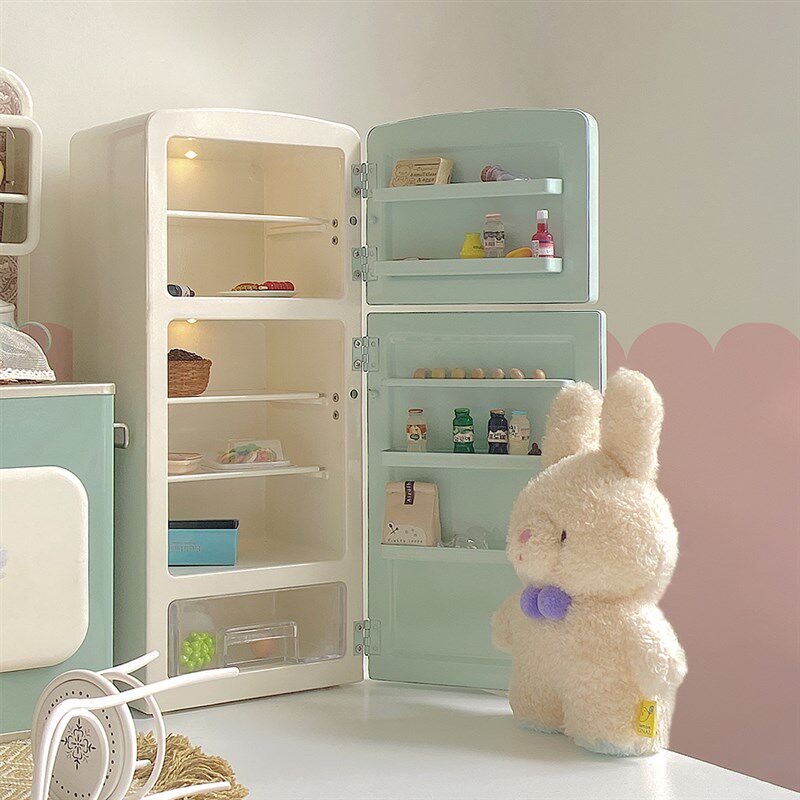 速发zulhoy迷你金属小冰箱儿家过童家玩具分6小布BJD场景家具