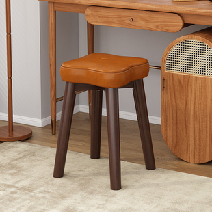 速发凳子实妆化妆凳凳卧室梳木台单独高腿板生简约圆凳梳妆椅子