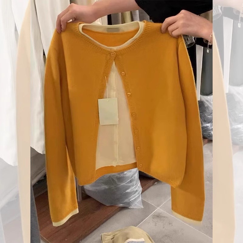 速发2024早黄流行毛货爆款上衣小众设计高级感多巴胺秋色欧衣针织