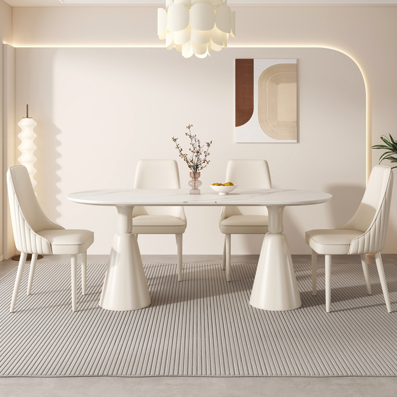 速发奶油风岩板餐式法桌约奢家庭吃饭桌小户型简轻餐桌椅组合,住宅家具,岩板餐桌,淘宝优惠券,粉丝福利购,淘宝优惠卷