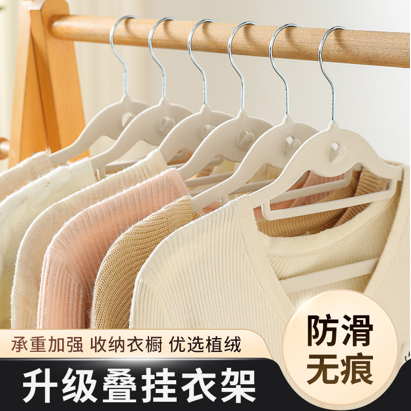 速发植绒衣架防撑无痕整理师专用家用挂衣架子100衣学生宿舍个柜