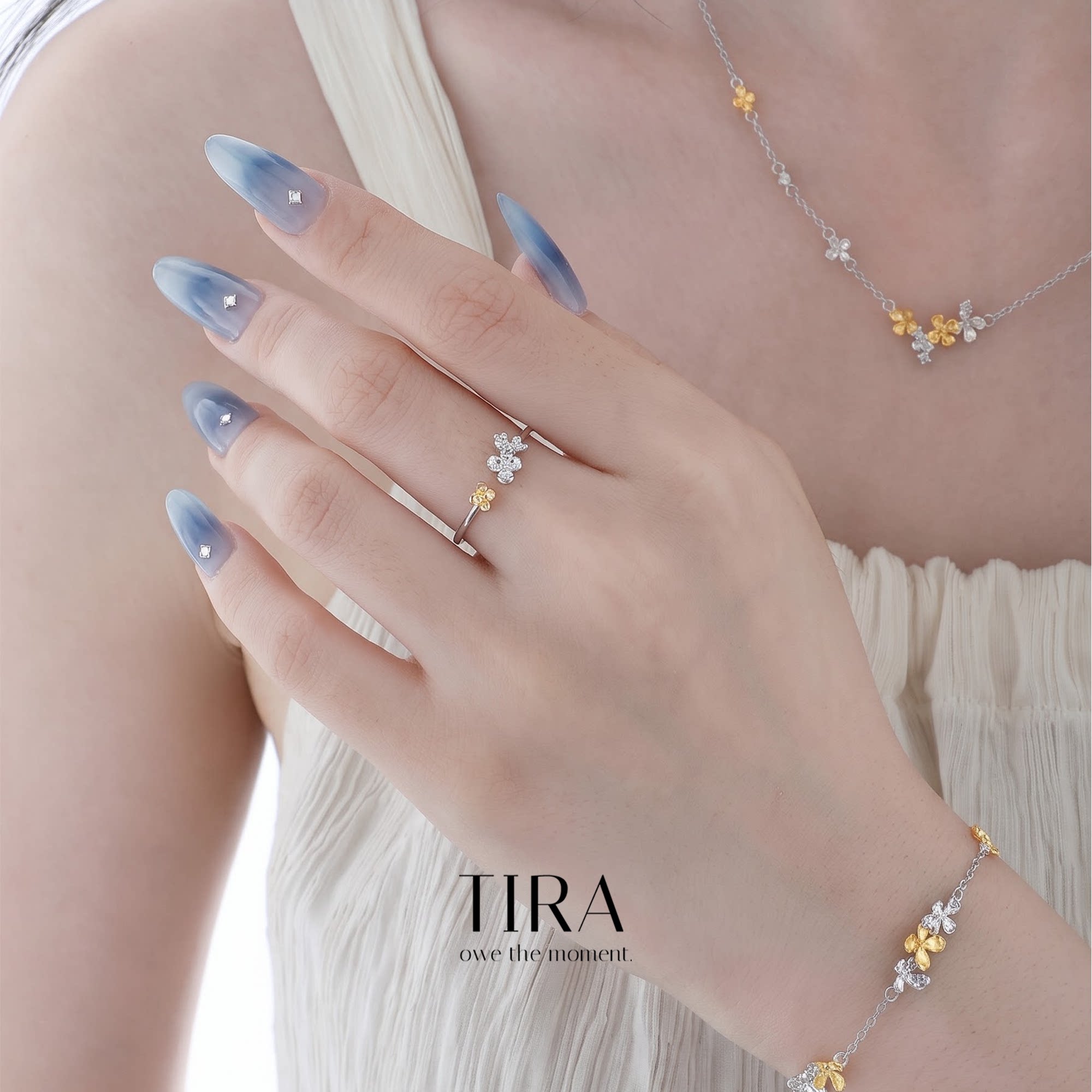 北欧【设计师】TIRA Jewelry 桂花森系戒指开口原创设计S925纯银