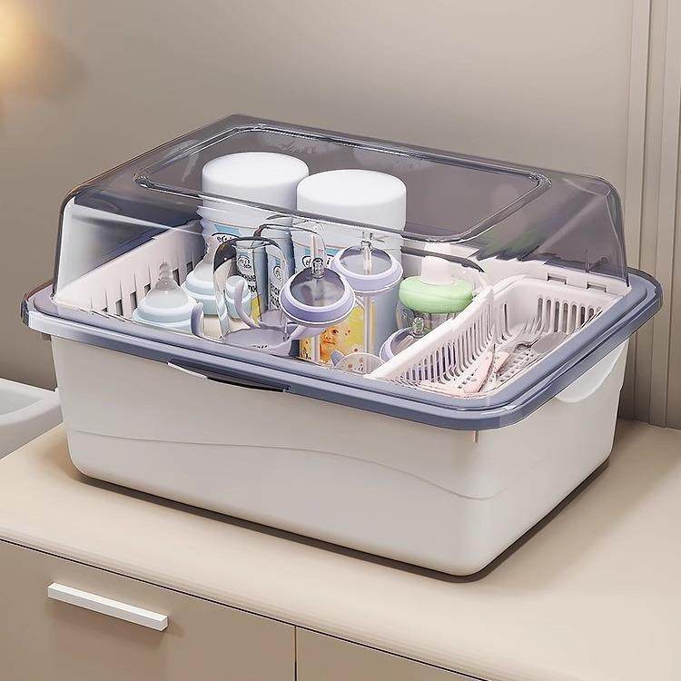 奶瓶收纳箱婴儿用品防尘带盖沥水架宝宝餐具玩具新生儿辅食收纳盒,厨房/烹饪用具,碗架,淘宝优惠券,粉丝福利购,淘宝优惠卷