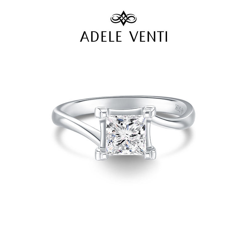 【培育】venti/梵迪 18k金钻石戒指 公主方钻婚戒 一克拉结婚钻戒