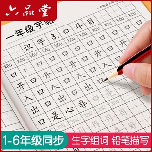 一年級練字帖二年級三年級上冊下冊語文字帖人教版 同步練字帖生字組詞成語四年級五年級六年級小學生專用楷書鋼筆書寫練字本寫字本