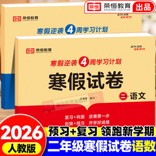 寒假作业二年级上册试卷测试卷全套2册语文数学寒假试卷人教版小学2年级上册衔接下册教材同步训练练习册题黄冈期末复习预习冲刺卷