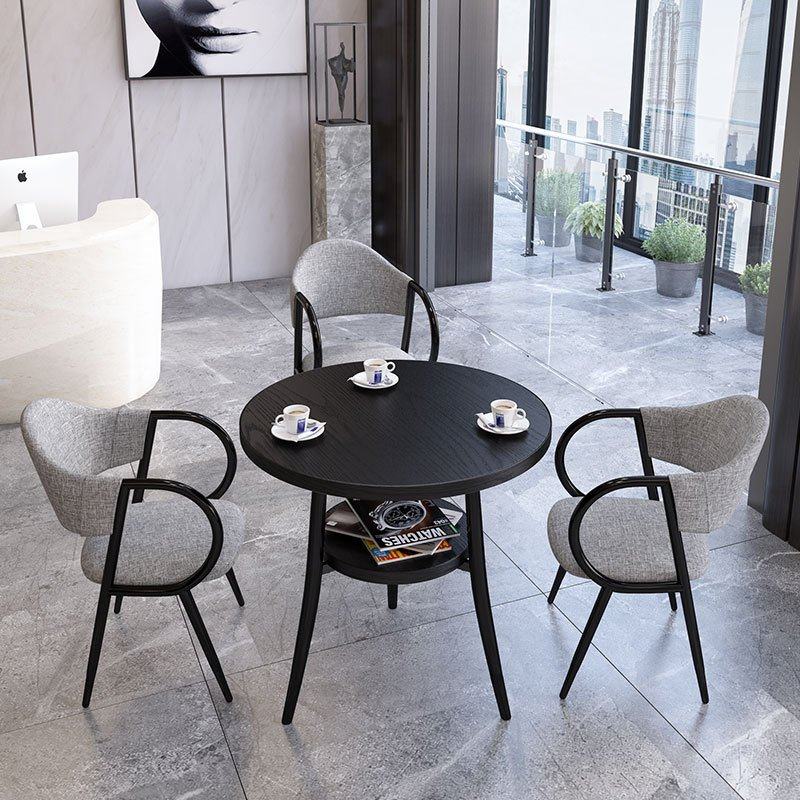 北欧洽谈桌椅组合简约家用店铺接待办公室谈判双层小圆餐桌椅个性,住宅家具,板木餐桌,淘宝优惠券,粉丝福利购,淘宝优惠卷