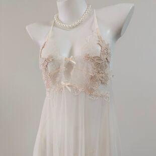 法式性感睡衣女纯欲网纱透视蕾丝吊带睡裙T裤套装短超薄款V领家居