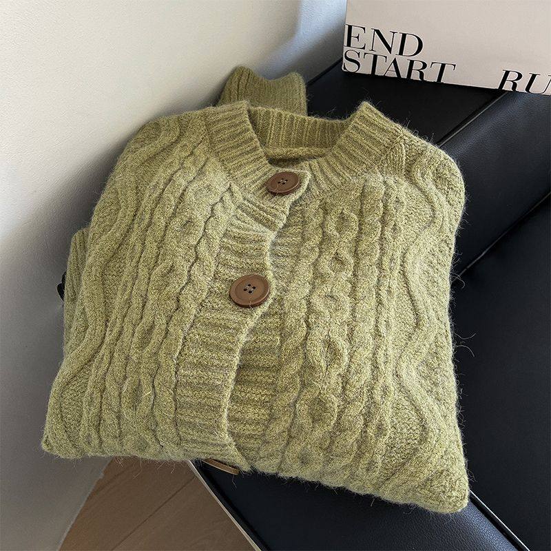 圆领软糯慵懒风毛衣外套女2023年冬季新款单排扣开衫长袖针织衫女,女装/女士精品,羊绒衫,淘宝优惠券,粉丝福利购,淘宝优惠卷