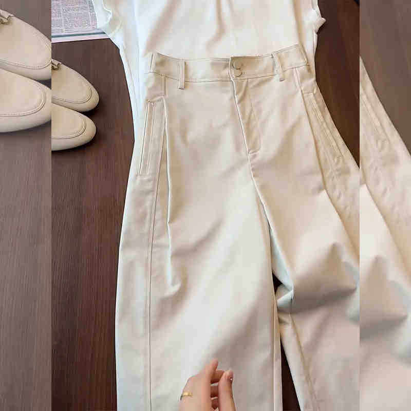 米白色薄款九分休闲直筒裤女2025夏季新款透气高腰显瘦气球裤子潮,女装/女士精品,卫裤,淘宝优惠券,粉丝福利购,淘宝优惠卷