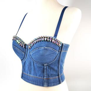 style suspenders Dark denim inner outer wear