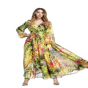 leaves long dress with lantern Womens skirt and sleeves red