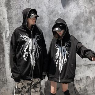 loose sweater style zip Dark street couple shirt casual