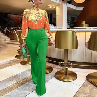 high ladies pants solid summer leg color casual wide