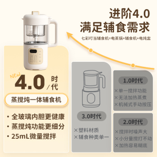 新品 七彩叮当宝宝辅食机多功能料理机蒸煮一体婴儿米糊搅拌打泥工