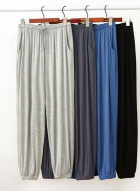 比特棉016男卫裤宽松睡衣休闲防蚊裤大码顺滑可外穿莫代尔束口裤