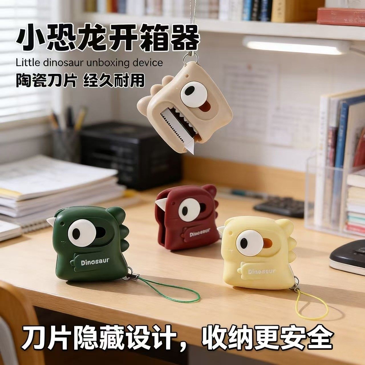 可爱卡通小恐龙迷你快递刀拆快递包裹专用裁纸开箱神器便携创意陶瓷刀片磁吸手工刀拆包裹美工刀实用工具,文具电教/文化用品/商务用品,美工刀/开箱器/笔刀,淘宝优惠券,粉丝福利购,淘宝优惠卷