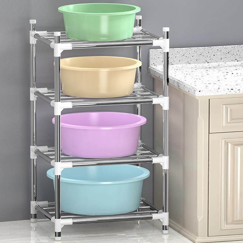 家用厕所放盆置物架卫生间脸盆架收纳架盆子架子落地式不锈钢盆架,收纳整理,书桌收纳置物架,淘宝优惠券,粉丝福利购,淘宝优惠卷