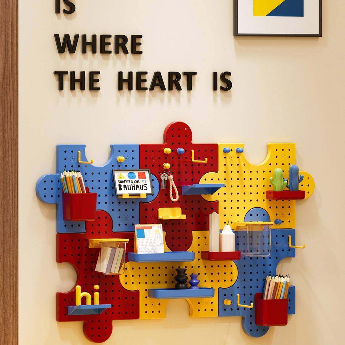 精美收纳板子墙面打孔拼图墙上创意儿童书桌学习桌洞洞板置物架,收纳整理,书桌收纳置物架,淘宝优惠券,粉丝福利购,淘宝优惠卷