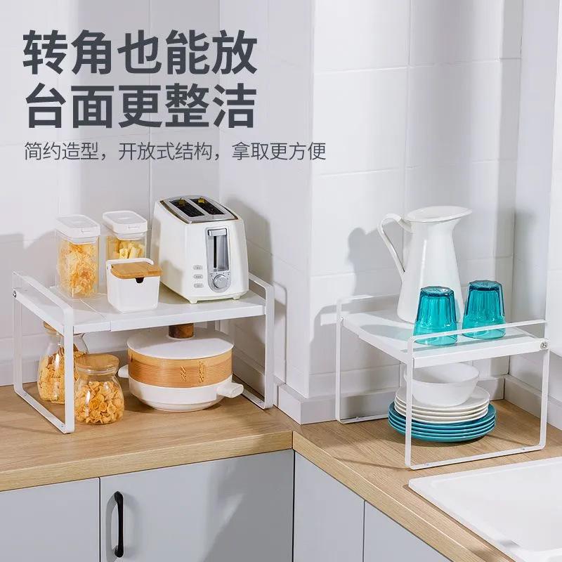 新款可伸缩厨房置物架台面橱柜隔板分层架柜内调料收纳神器桌面小