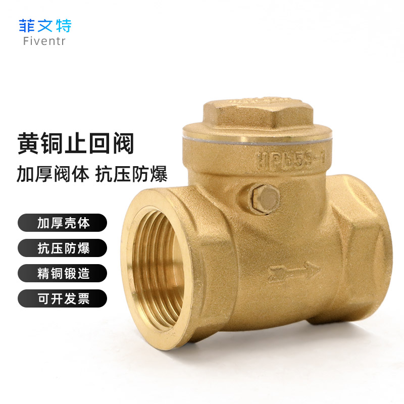正品菲文特铜止回阀水单向阀加厚管道单向卧式自来水逆止横式f429