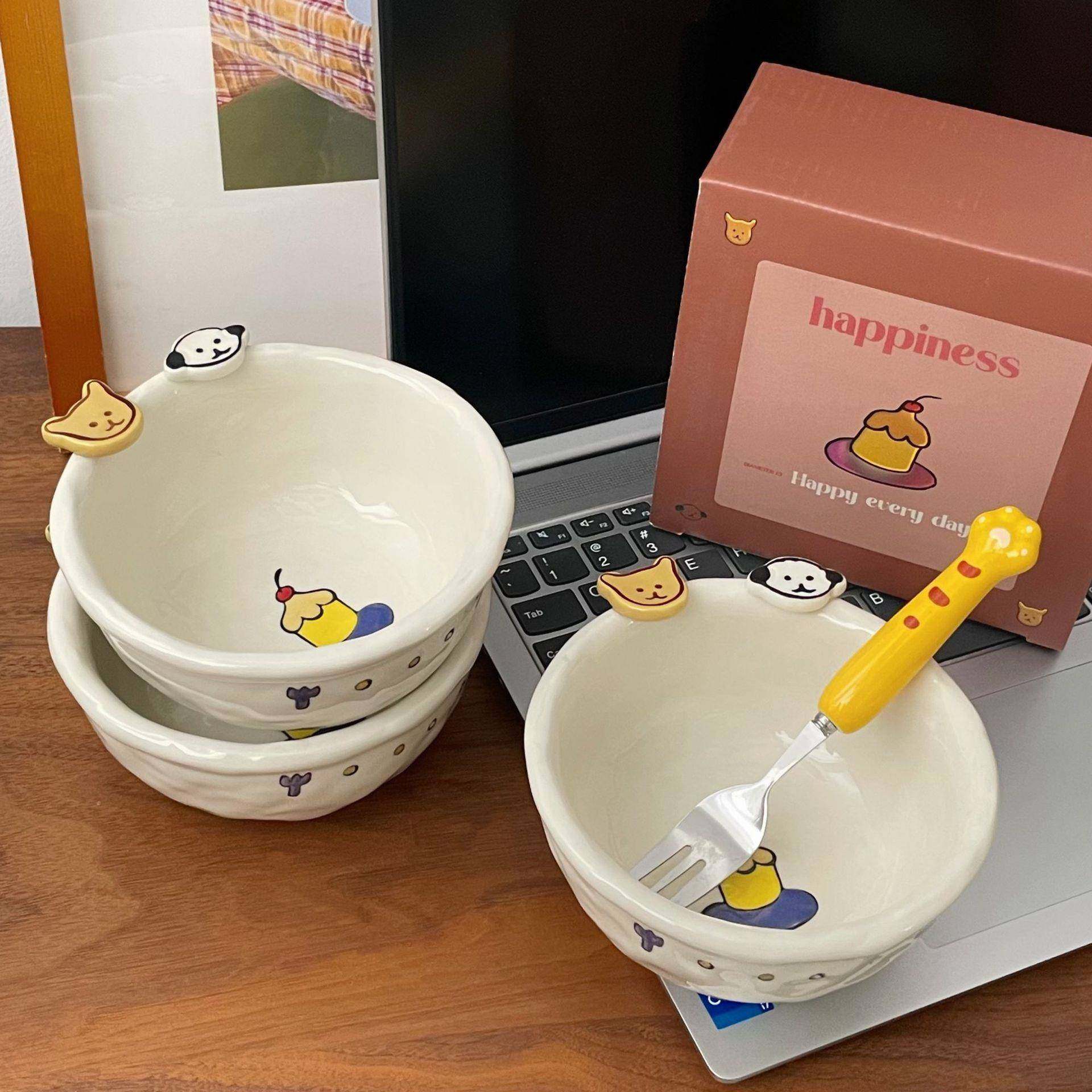 纽扣陶瓷小狗饭碗2026新款家用米饭碗沙拉碗酸奶碗生日礼物礼盒装,餐饮具,碗,淘宝优惠券,粉丝福利购,淘宝优惠卷