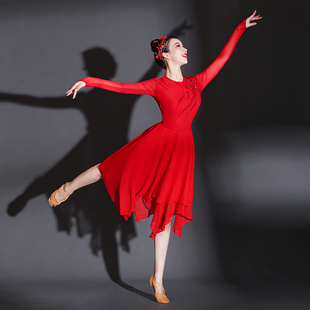 速发红伴舞练功服连衣裙4022新款 开场舞歌色舞合唱团演出服纱衣